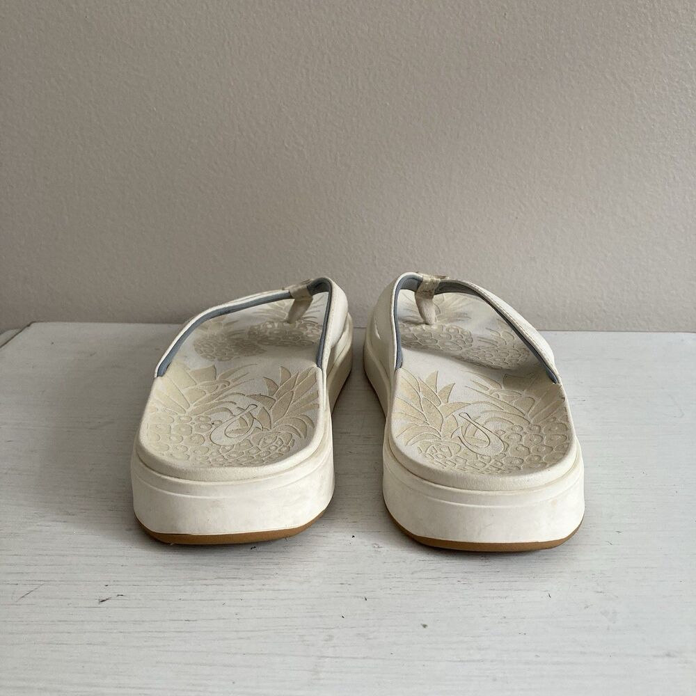 Olukai Nua Pio Womens Flip Flop Sandals Size 7 Ivory Thong Cushioned Comfort - Picture 8 of 10